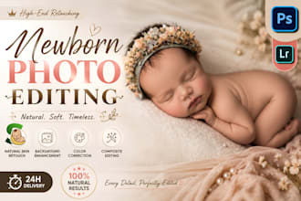 professionally retouch newborn, infant, kids, toddler, maternity family photos
