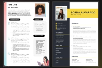 professional CV, resume and portfolio design in 2h
