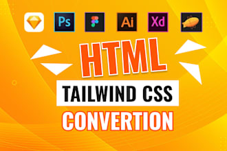 convert figma to HTML PSD to HTML   by tailwind CSS responsive web design