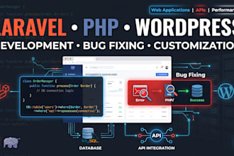 develop and debug laravel websites with PHP and wordpress fixes