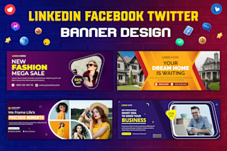 design linkedin banner, facebook, twitter, or website header