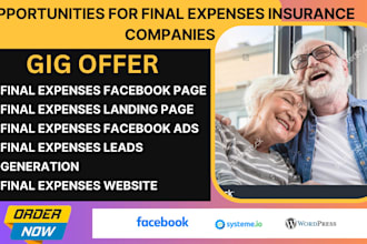 create final expenses insurance facebook page and landing page for you