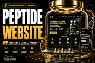 build peptide research website, peptide website, peptide ecommerce website, app