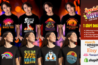 do customized bulk t shirt design for your pod business with unlimited revision