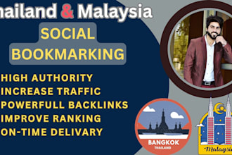 create 75 social bookmarking backlinks for thailand