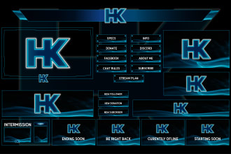 design custom cute twitch stream overlays, panels and logo
