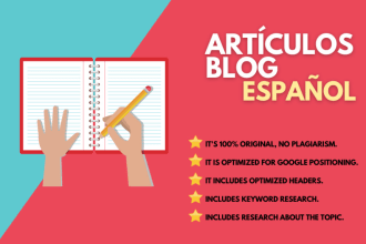 write SEO optimized articles and spanish blog posts