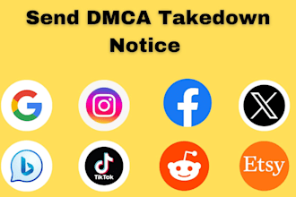 send dmca takedown notice to remove yt x fb ig reddit tiktok google onlyfans