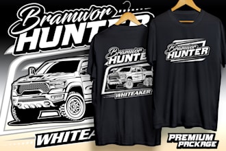 draw your car, jeep, truck into vector line art illustration for t shirt design