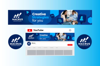 design high quality youtube channel art banner, header, cover with profile logo