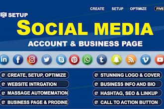do social media business page setup, marketing and digital marketing
