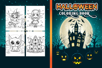 create halloween coloring book cover design for amazon KDP