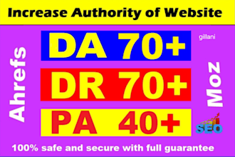 increase ahref DR domain rating 70 plus of your websites