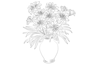 draw botanical illustration of flowers, line art