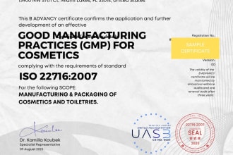 give you iso 22716 gmp documentation with a traceable certificate