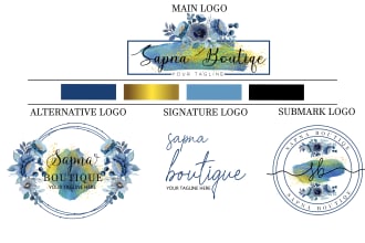 create design watercolor wedding , boutique , floral logo design