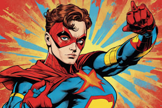 make super hero pop art character art for you
