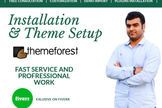install and setup themeforest wordpress theme installation and do customization
