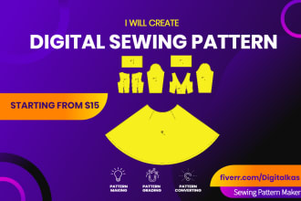 create digital sewing pattern,clothing pattern do pattern making and grading