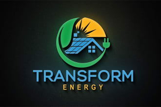 create modern power soler plan energy electrical logo