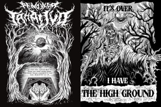 draw badass dark art illustration, creepy, horror brutal