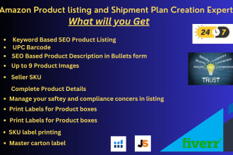 set up SEO based product listing and create shipment plan
