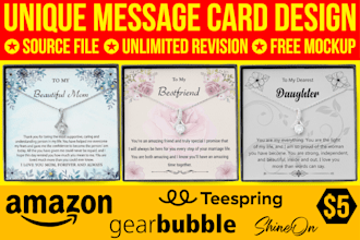 create unique shineon message card design for merch by amazon