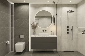 do bathroom interior design and 3d render of bathroom design