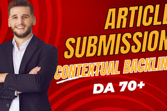 do 100 plus article submission contextual backlinks on da 70 sites