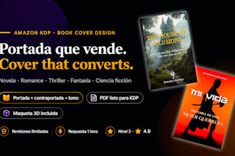 diseño de portada para libro amazon KDP, novela, romance, thriller y contratapa