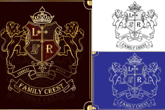 design lovely coat of arms heraldic shield emblem luxury family crest logo