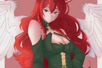 draw line art, fanart, sfw, or oc anime illustrations