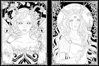 draw fantasy adult coloring book