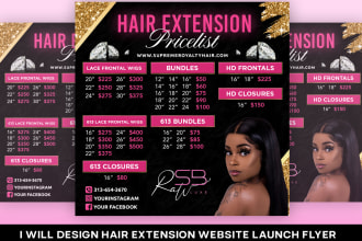 design hair extension, salon, beauty, women flyers