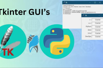 create gui in python tkinter, python web scraping, write, debug and review