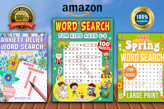 create niche based custom word search puzzle books for amazon KDP