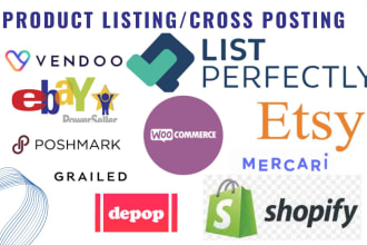 list and cross list products using vendoo, depop, oneshop,vinted