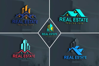 create a modern property roofing building construction real estate logo