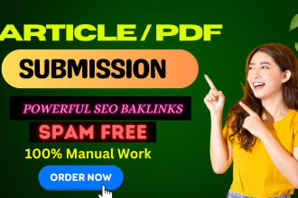do professionally article PDF submission high quality da pa backlinks