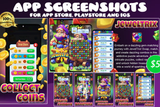 create app, game screenshots for app store, play store within 24hr