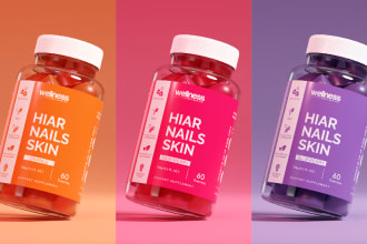 do premium supplement label packaging design 3d mockup