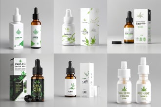 do cbd hemp, cannabis packaging label design and 3d mockup