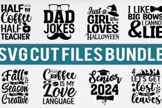 create svg cut files t shirt design bundle for etsy, cricut and silhouette