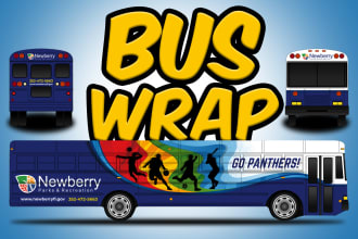 attractive bus wrap design, box truck, vehicle wrap, food truck, wrap for you