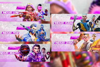 design valorant youtube banner, twitch banner, twitter header and logo