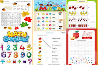 do kids worksheets activity books, kids coloring books, covers ps and canva