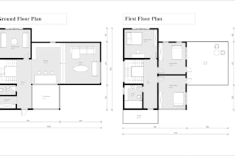 draw architectural floor plan, elevations and sections