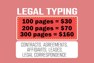 provide legal document typing services for contracts and agreements