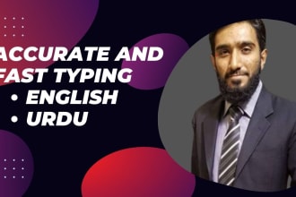 provide fast typing services english and urdu, retype scanned pages, typist