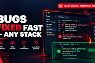 fix bugs in react nextjs PHP laravel wordpress shopify and nodejs